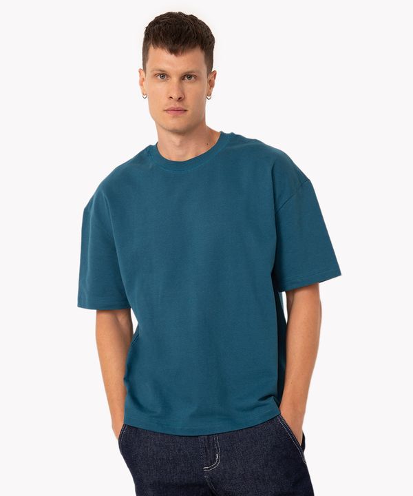 camiseta de algodão oversized manga curta petróleo M