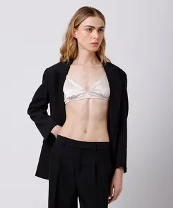 sutiã triângulo feminino franzido acetinado mindset bege 48