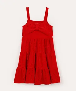 vestido de laise infantil floral vermelho 6