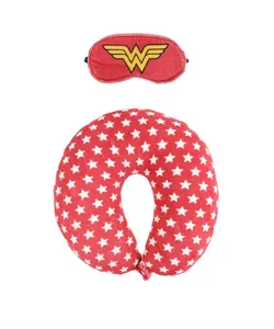 Kit de Apoio de Cabeça + Tapa Olho Mulher Maravilha Vermelho Unico