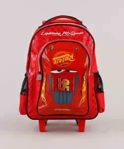 Mochila Escolar Infantil Relâmpago McQueen Carros com Rodinhas Vermelho Único