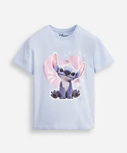 camiseta de algodão infantil stitch azul 12