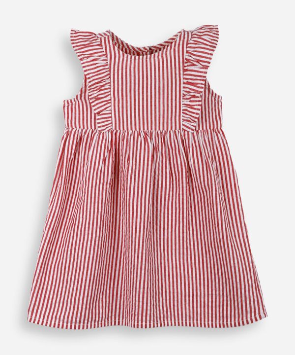 vestido infantil listrado texturizado vermelho 5