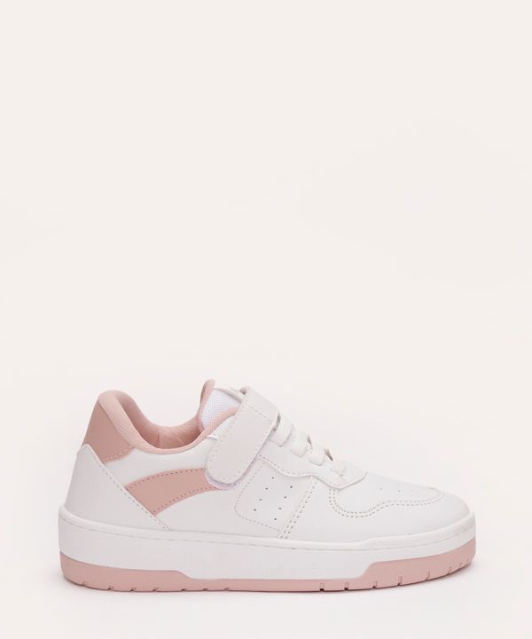 tênis casual infantil com elástico e velcro branco 29