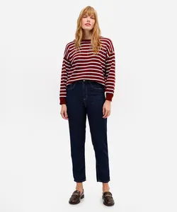 calça mom feminina jeans cintura alta azul 36
