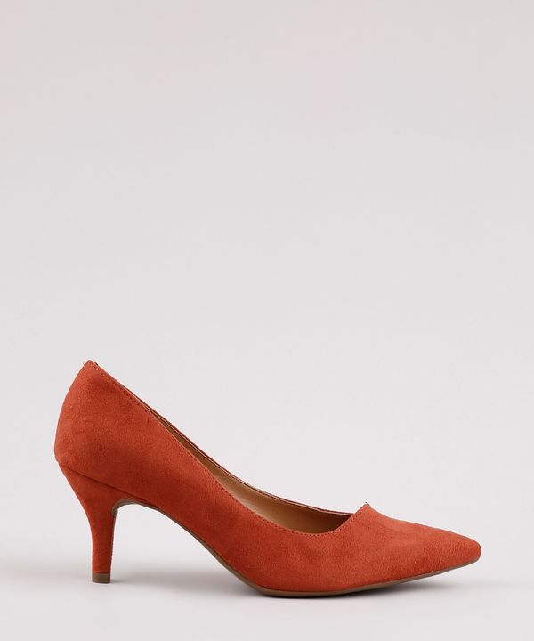 Scarpin Feminino Vizzano Bico Fino Salto Médio em Suede Cobre 37