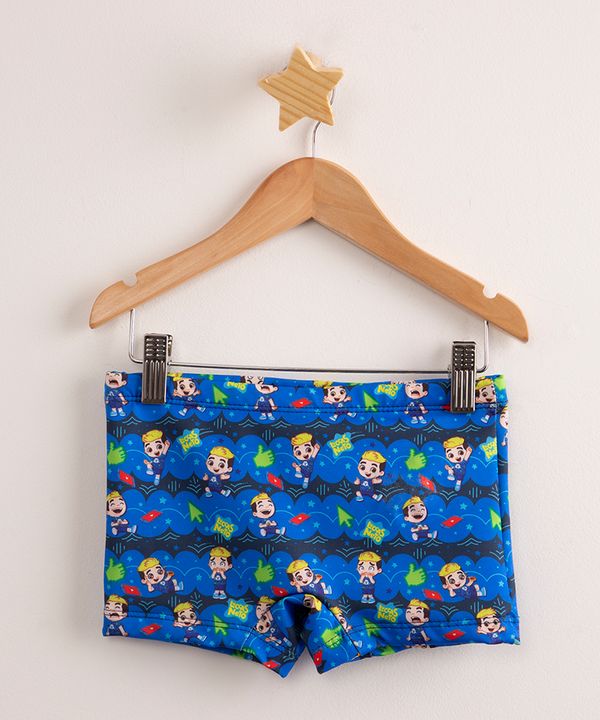 sunga infantil boxer estampada luccas neto proteção uv50+ azul marinho 2