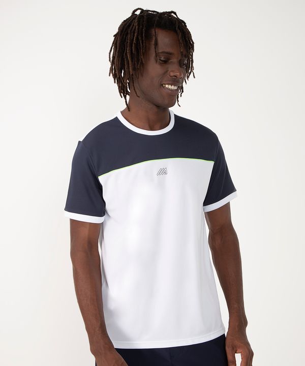 camiseta com recorte e vivo manga curta esportiva branco P