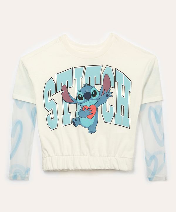 blusa de algodão infantil stitch off white 6
