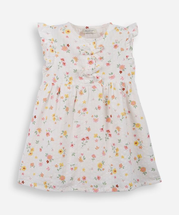 vestido infantil de algodão com laços floral colorido 4