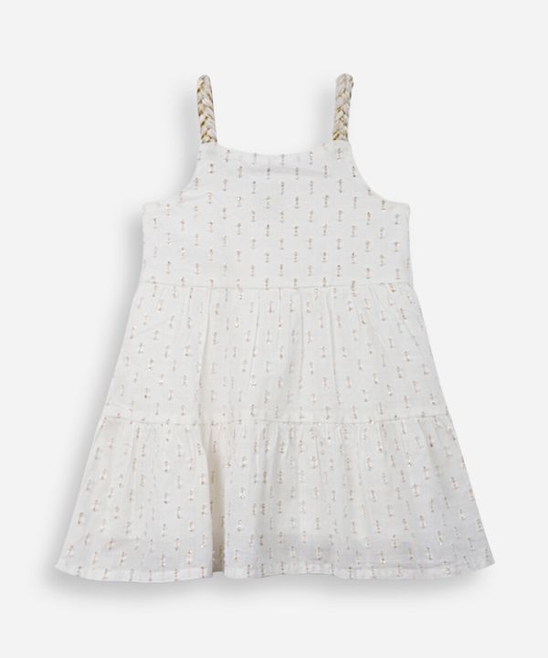 vestido infantil de algodão com lurex off white 1