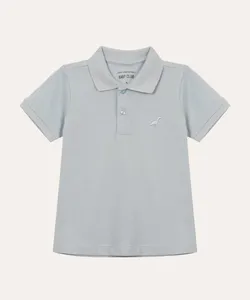 polo de algodão infantil manga curta dinossauro azul 5