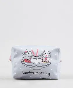 Nécessaire Feminina Estampada de Poás com Ratinhos Cinza Mescla Único