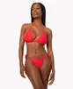 biquíni calcinha tanga lacinho texturizada com proteção uv vermelho P