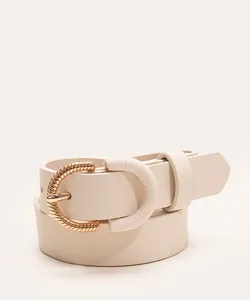 cinto com fivela de metal trabalhada off white 100CM