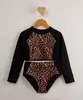 biquíni infantil manga longa estampado animal print de onça com proteção uv50+ além dos mares alter do chão multicor 10