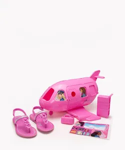 sandália infantil Barbie light com avião grendene rosa 25