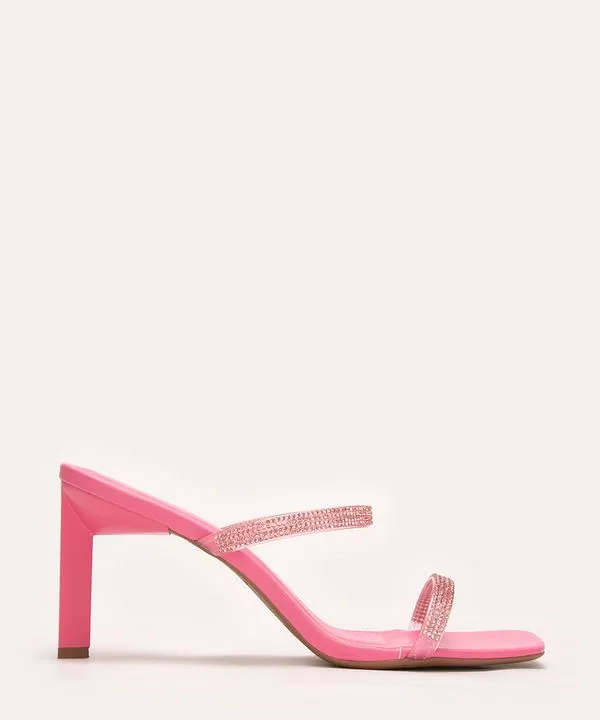 tamanco com strass salto médio oneself pink 39