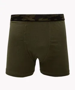 cueca boxer de algodão com elástico camuflado verde militar M