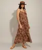 Saída de Praia Midi Estampado Animal Print Alça Fina Bege GG