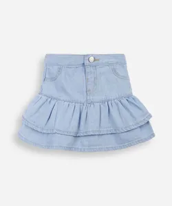 saia curta infantil jeans com babados azul 5