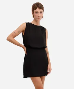 vestido curto feminino blusê decote redondo preto M