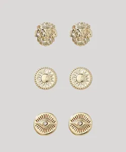 Kit Feminino de 3 Brincos Folheados Sorte Dourado Único