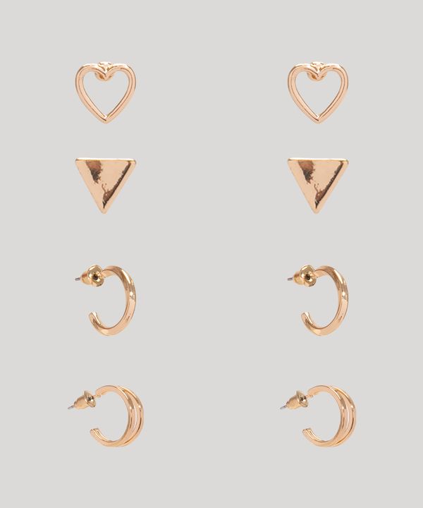 kit de 4 brincos pequenos dourado Único