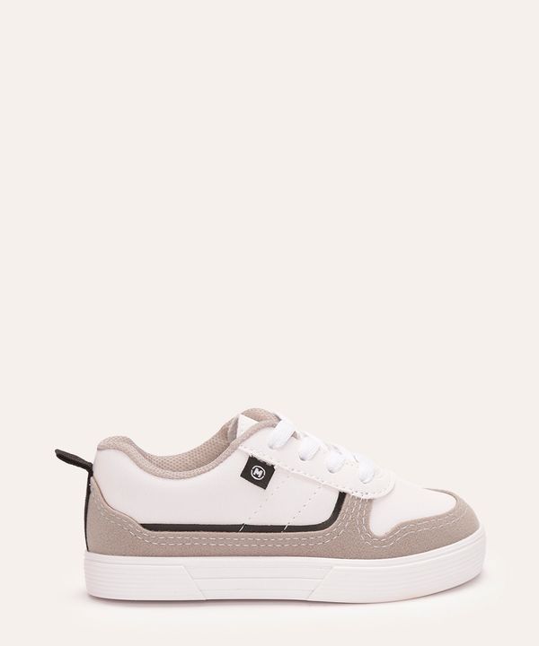 tênis casual com recorte camurça branco 23