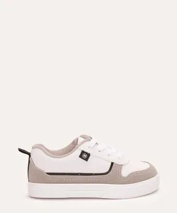 tênis casual com recorte camurça branco 24