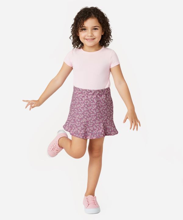 short saia infantil floral rosa 5
