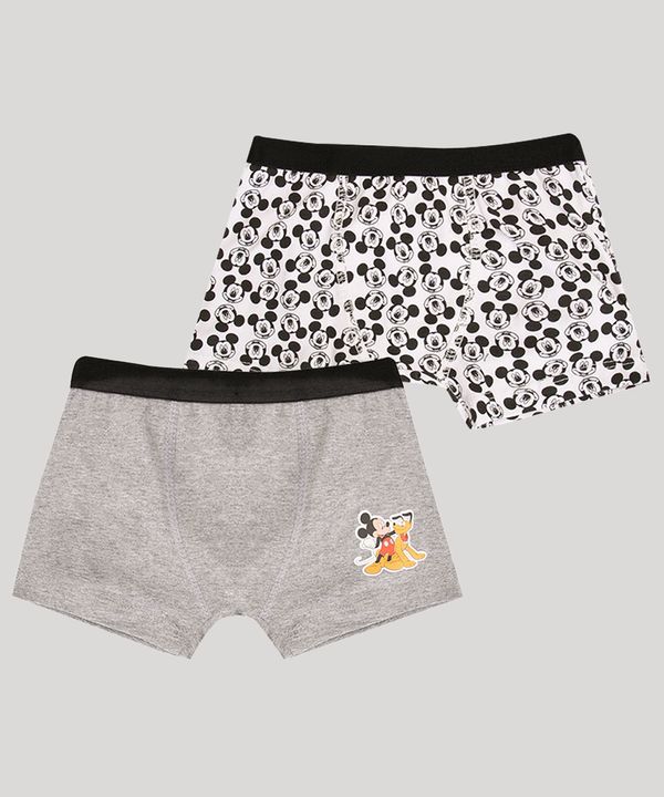kit de 2 cuecas boxer infantis mickey multicor 12