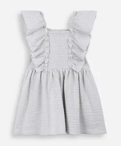 vestido infantil com algodão listrado texturizado verde 18-24