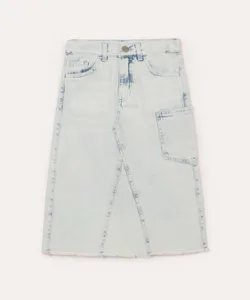 saia jeans midi infantil com bolsos e desfiado azul 10