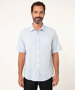 camisa manga curta comfort com bolso azul GG