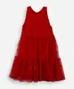 vestido infantil de tule com recortes e brilhos vermelho 4