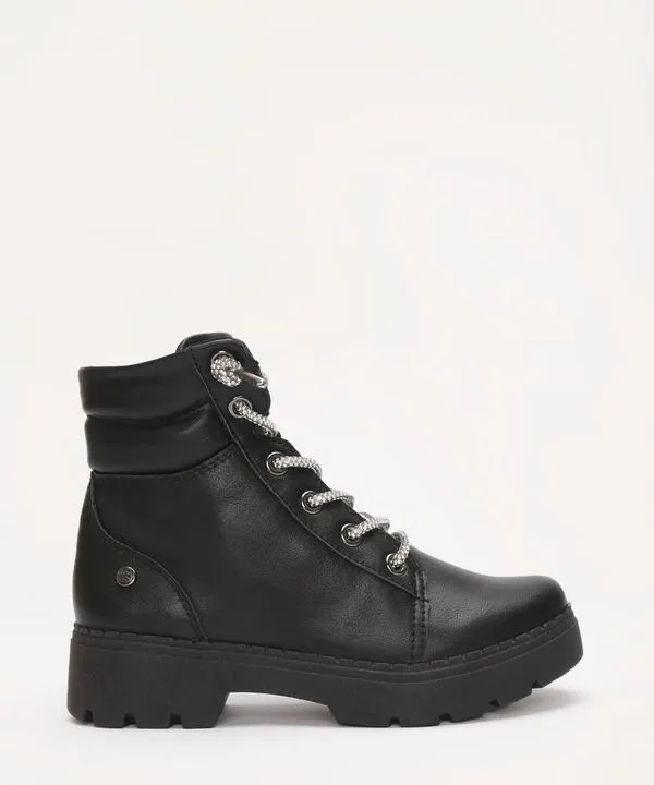 bota coturno pink cats cadarço metalizado preto 36