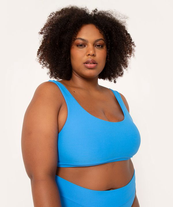 biquíni top regata plus size com bojo removível cosmo com proteção uv50 azul GG4