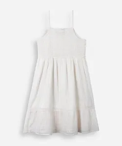 vestido curto juvenil de algodão texturizado com lurex off white 16