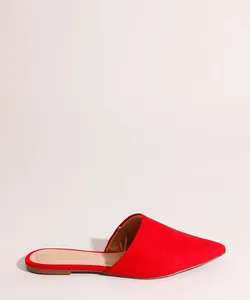 Mule Feminino Bico Fino Nobuk Via Uno Vermelho 34