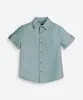 camisa de algodão infantil manga curta com bolso verde 8