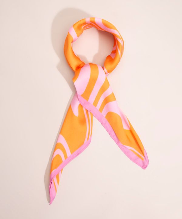 lenço estampado marmorizado laranja Único