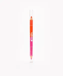 lápis bicolor delineador de olhos e lábios color block beleza cea laranja e rosa Único