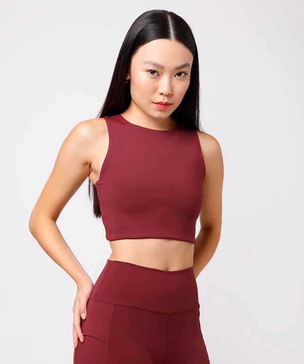top feminino de poliamida com recorte mindset sport vinho G