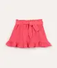 short saia de algodão texturizado com faixa e babado pink 2