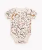 body infantil de algodão manga curta animais da floresta off white 12-18