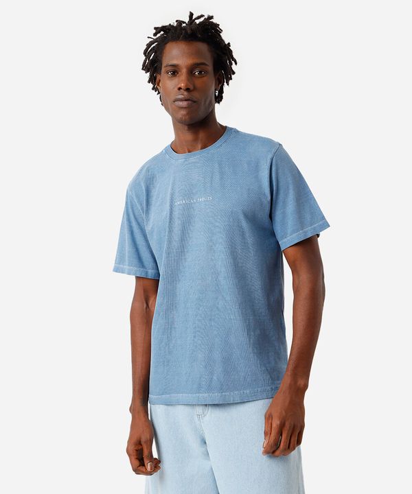 camiseta masculina em algodão estonada azul M