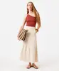 saia midi feminina de sarja com recorte off white 46