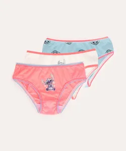 kit de 3 calcinhas infantil disney stitch colorido 2