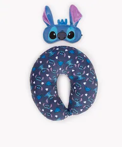 apoio de pescoço com máscara de dormir stitch azul Único